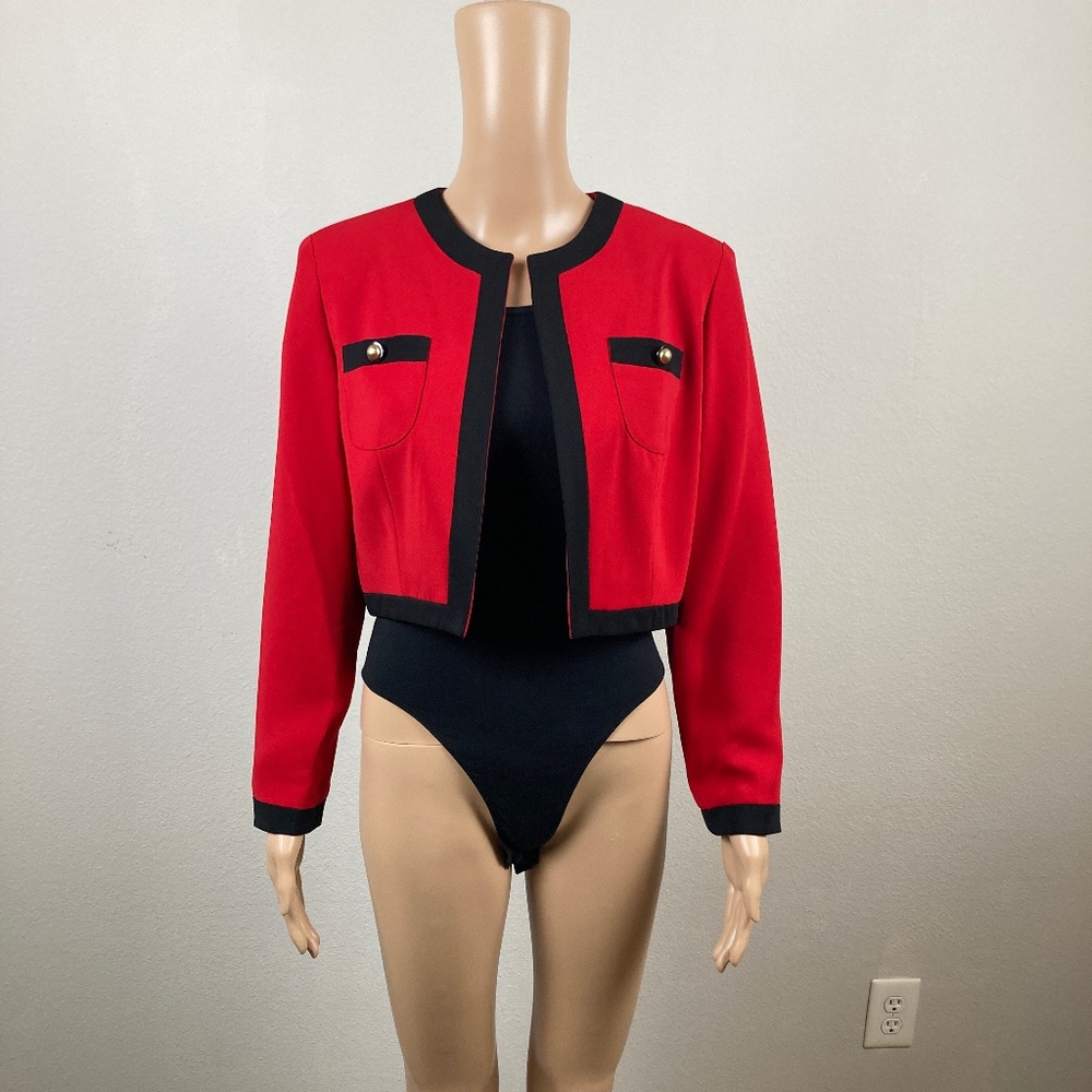 Danny and Nicole Red Cropped Blazer Size 6P